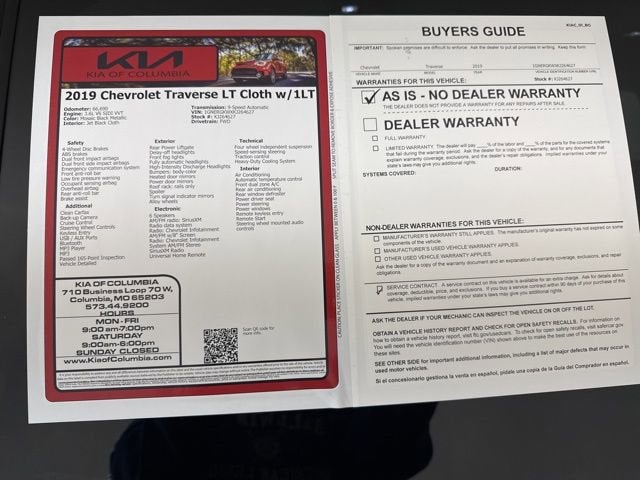 2019 Chevrolet Traverse LT Cloth