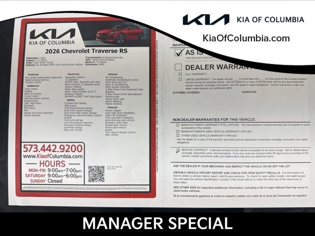 2026 Chevrolet Traverse AWD RS
