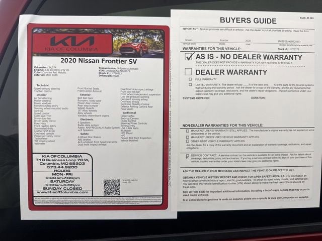 2020 Nissan Frontier SV