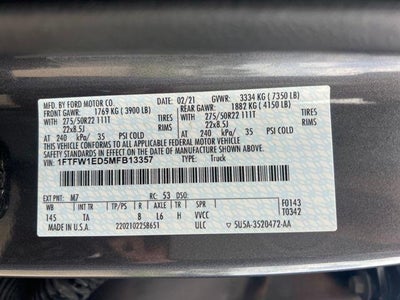 2021 Ford F-150 Limited 4WD SuperCrew 5.5' Box