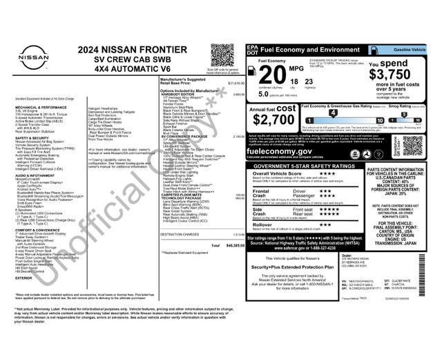 2024 Nissan Frontier SV 4WD Hardbody Edition