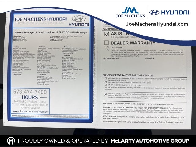 2020 Volkswagen Atlas Cross Sport 3.6L V6 SE w/Technology