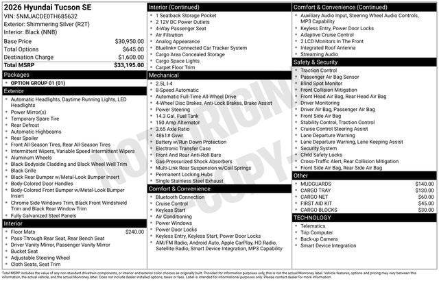 2026 Hyundai Tucson SE AWD