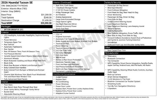 2026 Hyundai Tucson SE AWD