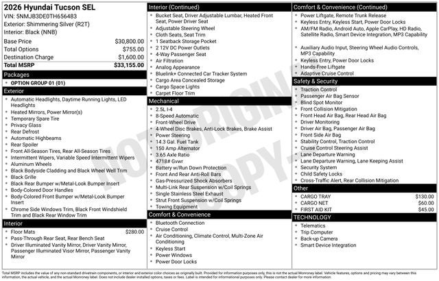 2026 Hyundai Tucson SEL FWD