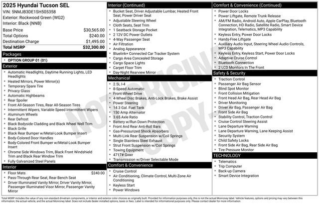 2025 Hyundai Tucson SEL FWD