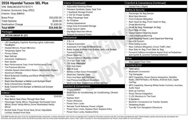 2026 Hyundai Tucson SEL Plus