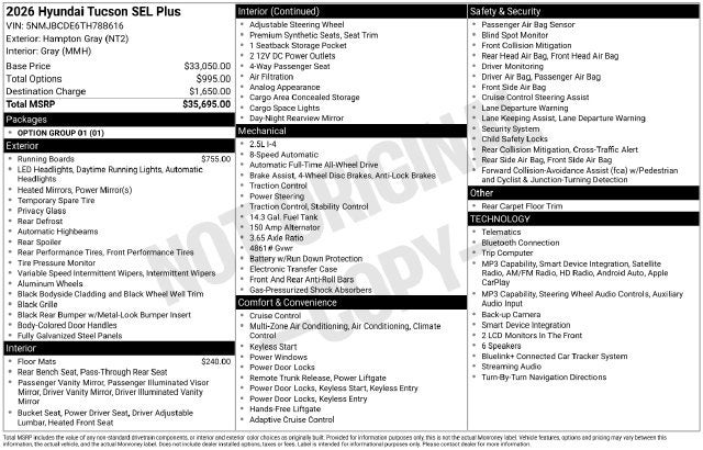 2026 Hyundai Tucson SEL Plus AWD