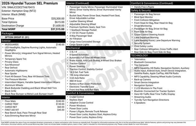 2026 Hyundai Tucson SEL Premium