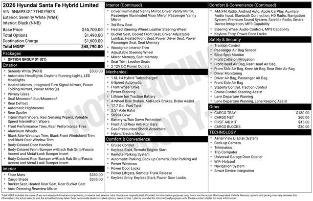 2026 Hyundai Santa Fe Hybrid Limited FWD
