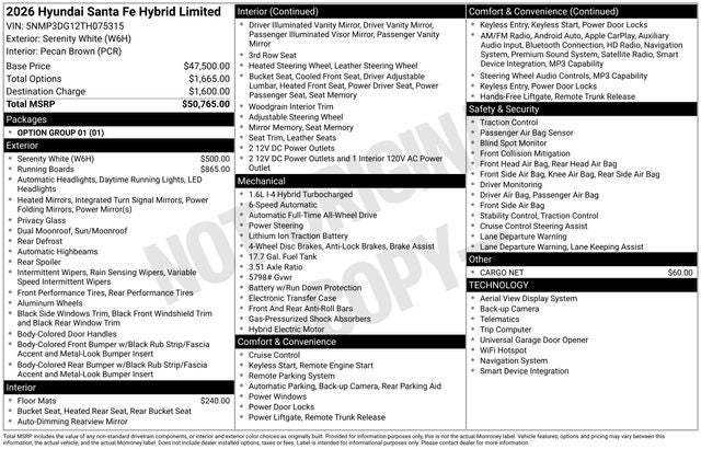 2026 Hyundai Santa Fe Hybrid Limited AWD