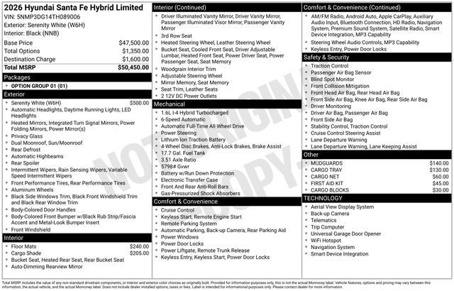 2026 Hyundai Santa Fe Hybrid Limited AWD