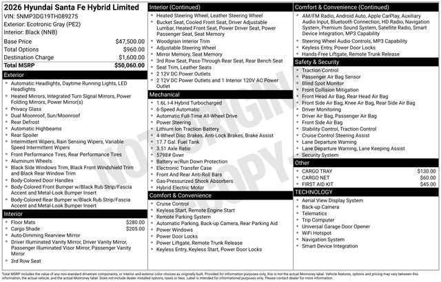 2026 Hyundai Santa Fe Hybrid Limited AWD