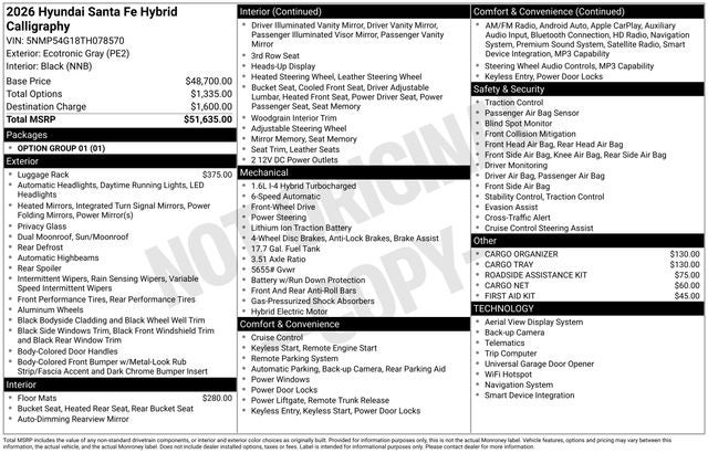 2026 Hyundai Santa Fe Hybrid Calligraphy FWD