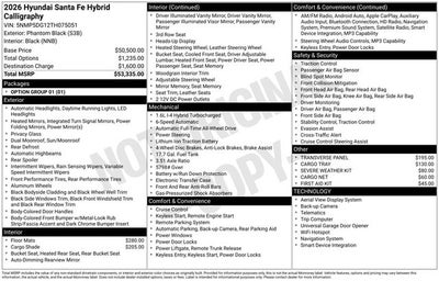 2026 Hyundai Santa Fe Hybrid Calligraphy AWD
