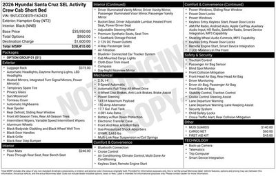 2026 Hyundai Santa Cruz SEL Activity AWD