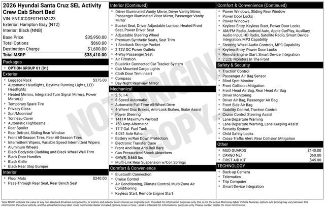 2026 Hyundai Santa Cruz SEL Activity AWD