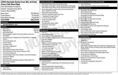 2026 Hyundai Santa Cruz SEL AWD w/ Activity Pkg