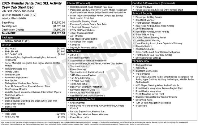 2026 Hyundai Santa Cruz SEL AWD w/ Activity Pkg