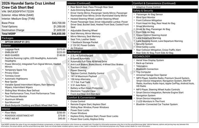 2026 Hyundai Santa Cruz Limited