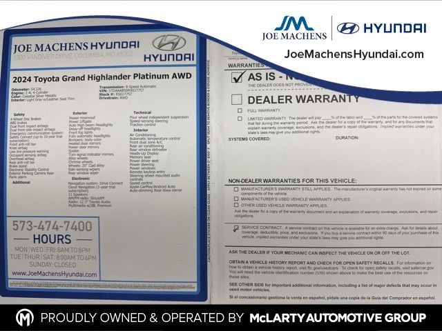 2024 Toyota Grand Highlander Platinum AWD