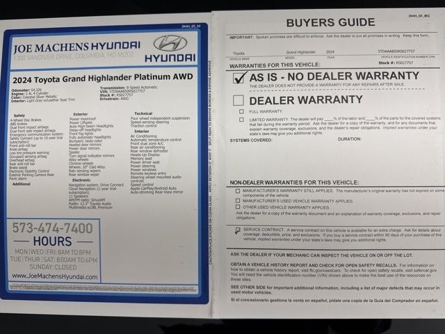 2024 Toyota Grand Highlander Platinum AWD