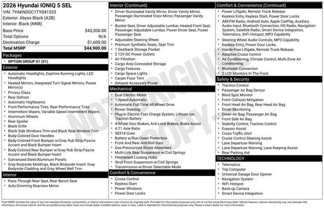 2026 Hyundai IONIQ 5 SEL AWD 19" WHEELS