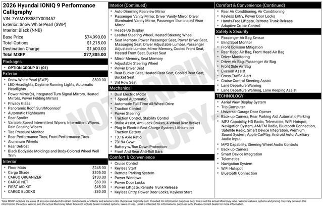 2026 Hyundai IONIQ 9 Performance Calligraphy