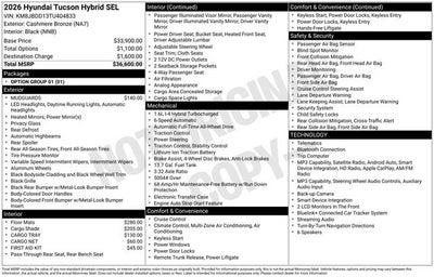 2026 Hyundai Tucson Hybrid SEL AWD