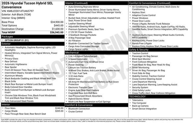 2026 Hyundai Tucson Hybrid SEL Convenience AWD
