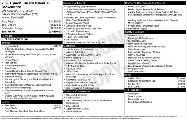 2026 Hyundai Tucson Hybrid SEL Convenience AWD