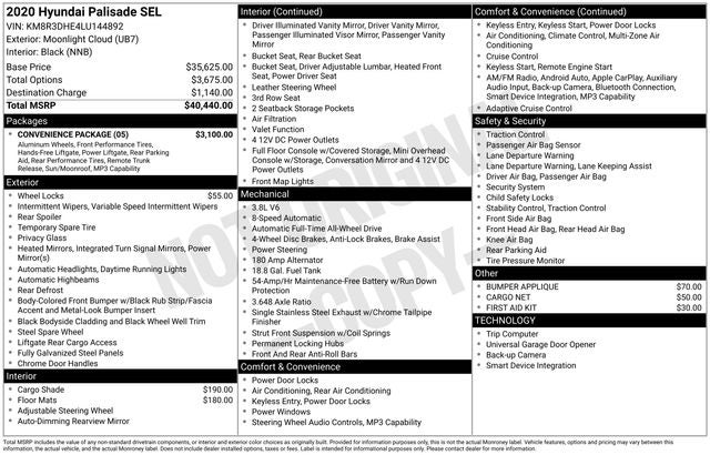 2020 Hyundai Palisade SEL w/ Convenience Pkg & Sunroof