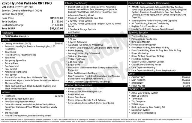 2026 Hyundai Palisade XRT Pro AWD