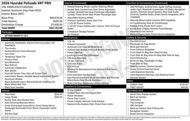 2026 Hyundai Palisade XRT Pro AWD