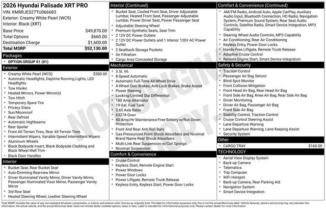 2026 Hyundai Palisade XRT Pro