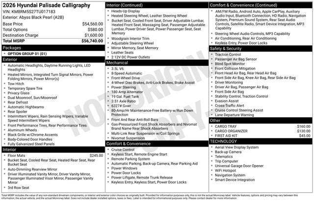 2026 Hyundai Palisade Calligraphy FWD