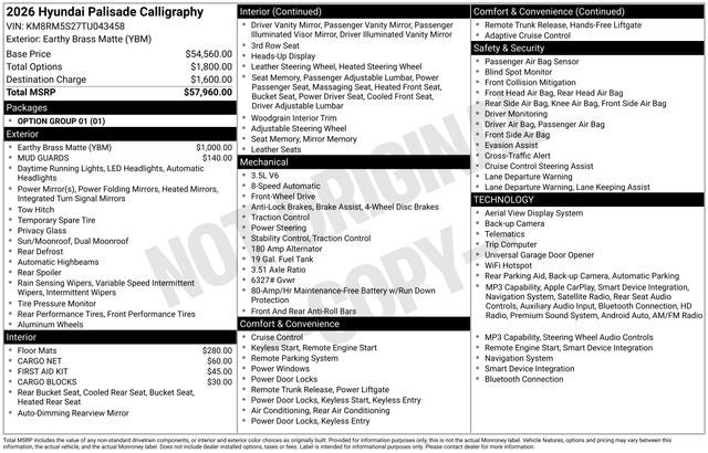 2026 Hyundai Palisade Calligraphy FWD