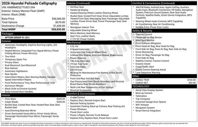 2026 Hyundai Palisade Calligraphy AWD