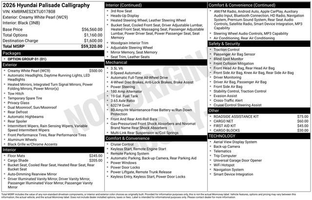 2026 Hyundai Palisade Calligraphy AWD