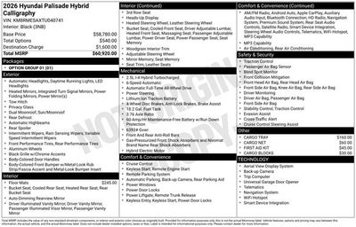 2026 Hyundai Palisade Hybrid Calligraphy AWD