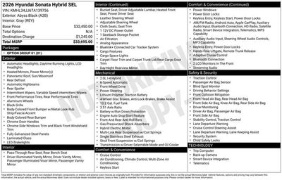 2026 Hyundai Sonata Hybrid SEL