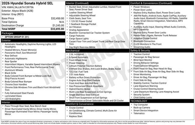 2026 Hyundai Sonata Hybrid SEL