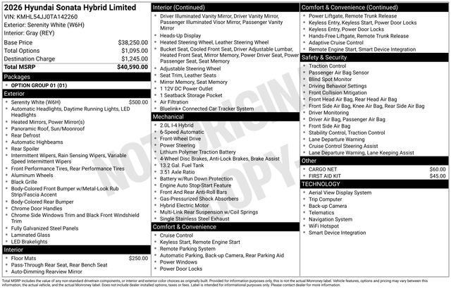 2026 Hyundai Sonata Hybrid Limited