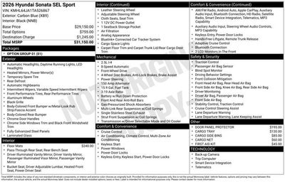 2026 Hyundai Sonata SEL Sport FWD