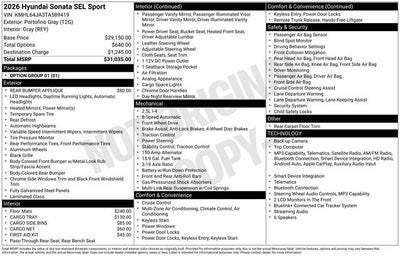 2026 Hyundai Sonata SEL Sport