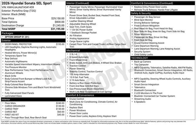 2026 Hyundai Sonata SEL Sport