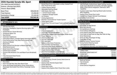 2026 Hyundai Sonata SEL Sport