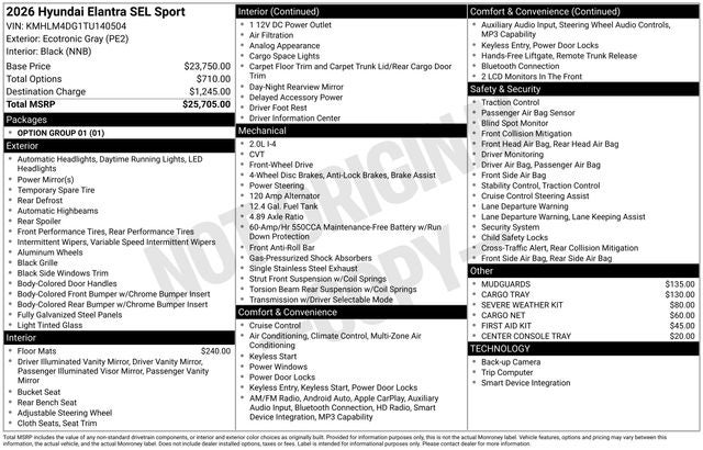 2026 Hyundai Elantra SEL Sport