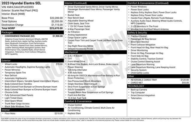 2023 Hyundai Elantra SEL w/ Convenience Pkg