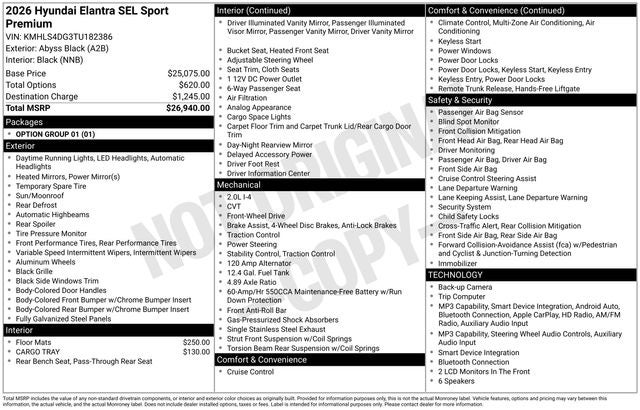 2026 Hyundai Elantra SEL Sport